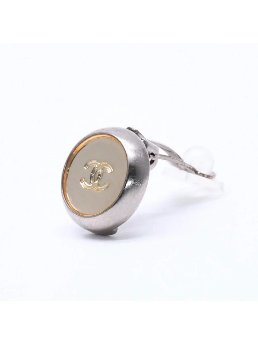 Chanel Vintage CC Logo Earrings 99 Metal Silver Gold